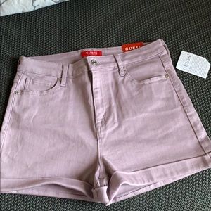 GUESS High Waist Cuff Shorts